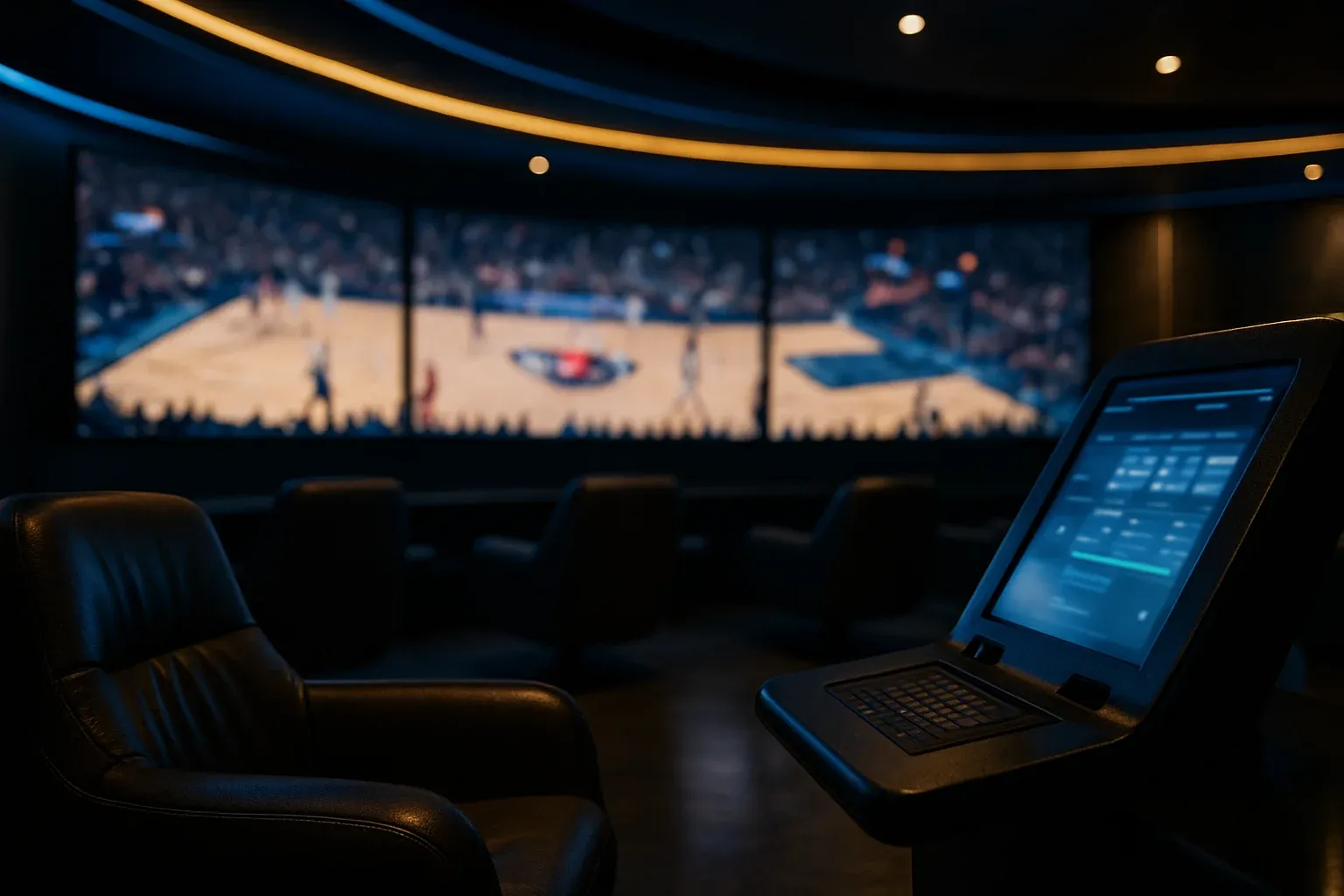 Cinematic wide shot of Manila sports betting lounge with 4K screens